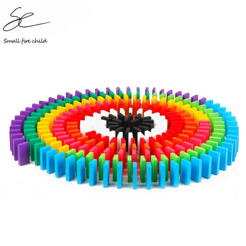 100/300/500pcs Children Color Sort Rainbow Wood Domino Blocks Kits Early Bright Dominoes Games Educational Toys For Kid Gift